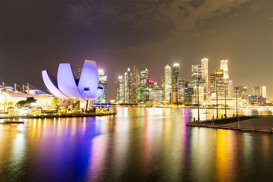 Marina Bay skyline at night, Singapore